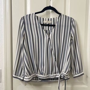Loft striped wrap blouse